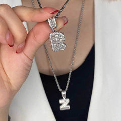 Men's Women's Zirconia Alphabet Pendant Necklace