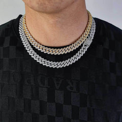 Men's Double Row Diamond Diamond Cuban Necklace #CHA089
