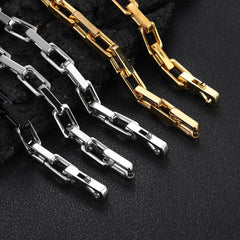 Men's Square Buckle Bamboo Titanium Steel Necklace #CHA261