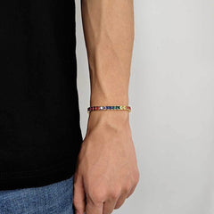 Men's Micro-paved Square Colored Zirconia Tennis Bracelet #CHA033