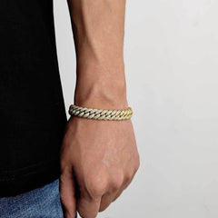 Men's Double Row Zirconia Cuban Bracelet #CHA084