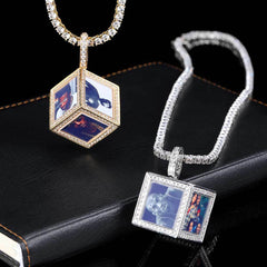 Men's Memory Frame Pendant Micro-Inlaid Zirconia Necklace
