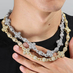 Women's Round Bead Four-Leaf Clover Zirconia Necklace #CHA288