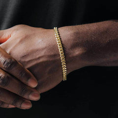 Men's Round Polished Titanium Steel Cuban Bracelet #CHA062