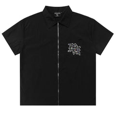 MIXED EMOTION “ME” Rhinestone Zip Up Shirt Tee