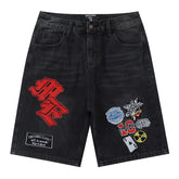 MIXED EMOTION Embroidered Denim Shorts