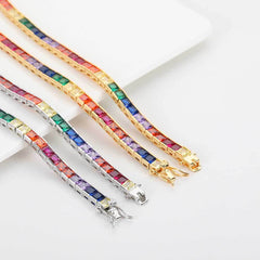Men's Colorful Square Zirconia Tennis Necklace #CHA033