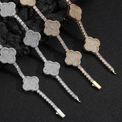 Women's Spring Buckle Four-leaf Clover Zircon Necklace #CHA281