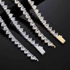 Women's Spring Clasp Heart Zirconia Tennis Necklace #CHA150