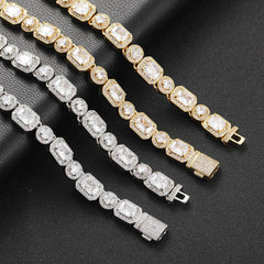 Men's Square Round Zircon Rock Candy Necklace #CHA116