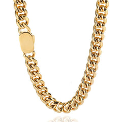 Men's Spring Clasp Titanium Steel Cuban Necklace #CHA030