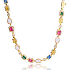 Women's Colored Gemstone Zirconia Necklace #CHA327