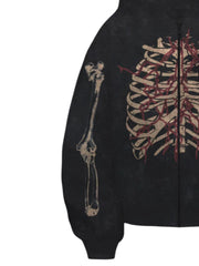 Skeleton Print Bones Zip Design Hoodie