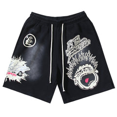 Hellstar Classic Letter Avatar Washed Shorts