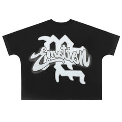 MIXED EMOTION Black Rhinestone Cropped Tee