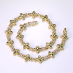 Women's Four-leaf Clover Cuban Zircon Necklace #CHA295