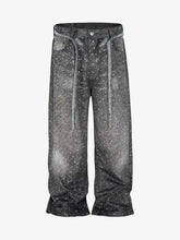 Distressed Diamond Decorated Belt Jeans