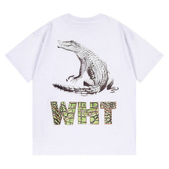 Off White Crocodile Pattern Printed T-Shirt