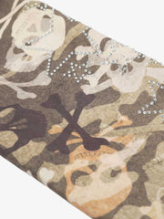 Skull Camouflage Fur Collar Hot Diamond Hooded Jacket