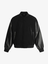 Vintage Leather Bomber Baseball Jacket