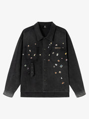 Vintage Sticker Washed Denim Jacket