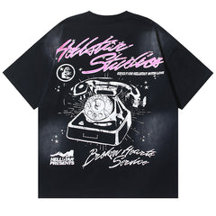 HELLSTAR Girls' Telephone Print T-shirt