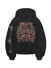 Skeleton Print Bones Zip Design Hoodie