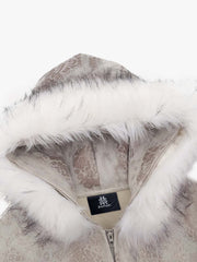 Cheetah Zipper Cardigan Fur Hooded Jacket