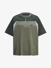 Quick-Dry Contrast Color Quarter Zip Up T-shirt