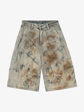 Distressed Tie-Dye Denim Shorts