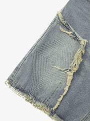 Thesupermade Retro Stitching Diamonds Embroidery Shorts