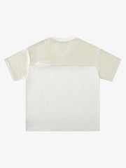 Street Stitching Mesh Character Print T-shirt