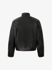 Plaid Stitching Motorcycle Leather Jacket