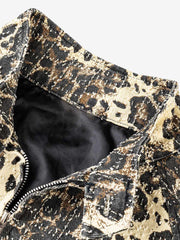 Thesupermade Retro Leopard Printed Denim Jacket