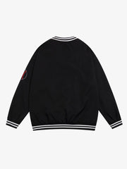 Street V-Neck Baseball-Inspired Sweatshirt