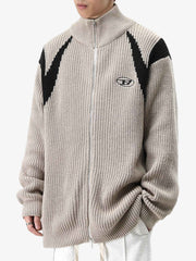 Thesupermade Color Block Zipper Sweater Jacket-1509