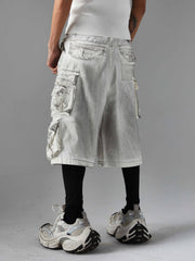 Distressed Multi-Pocket Cargo Shorts