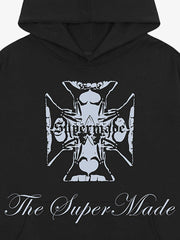 Street Cross Letters Print Hoodie