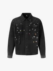 Vintage Sticker Washed Denim Jacket