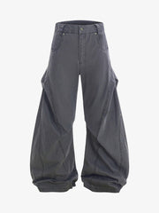Vintage Distressed Pleated Barrel Pants