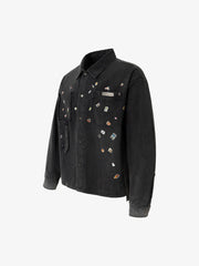 Vintage Sticker Washed Denim Jacket