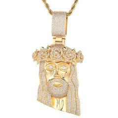 Men's Wreath Head Zircon Pendant Necklace