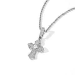 Men's Cross Pendant Zirconia Necklace