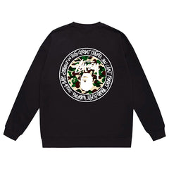 BAPE x Stussy Letter Print Crew Neck Sweatshirt