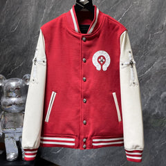 Chrome Hearts Classic Sanskrit Cross Embroidery Baseball Jacket