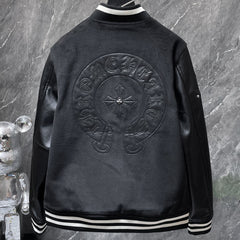 Chrome Hearts Classic Sanskrit Cross Embroidery Baseball Jacket