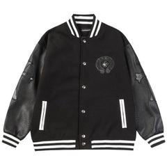 Chrome Hearts Classic Sanskrit Cross Embroidery Baseball Jacket