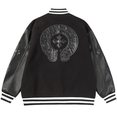 Chrome Hearts Classic Sanskrit Cross Embroidery Baseball Jacket