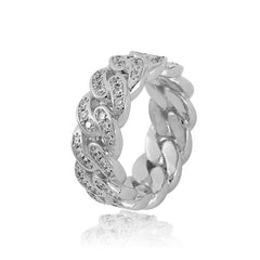 Men's Single Row 18K Gold Zircon Cuban Ring