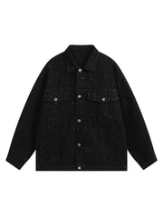 Distressed Sequin Design Denim Jacket